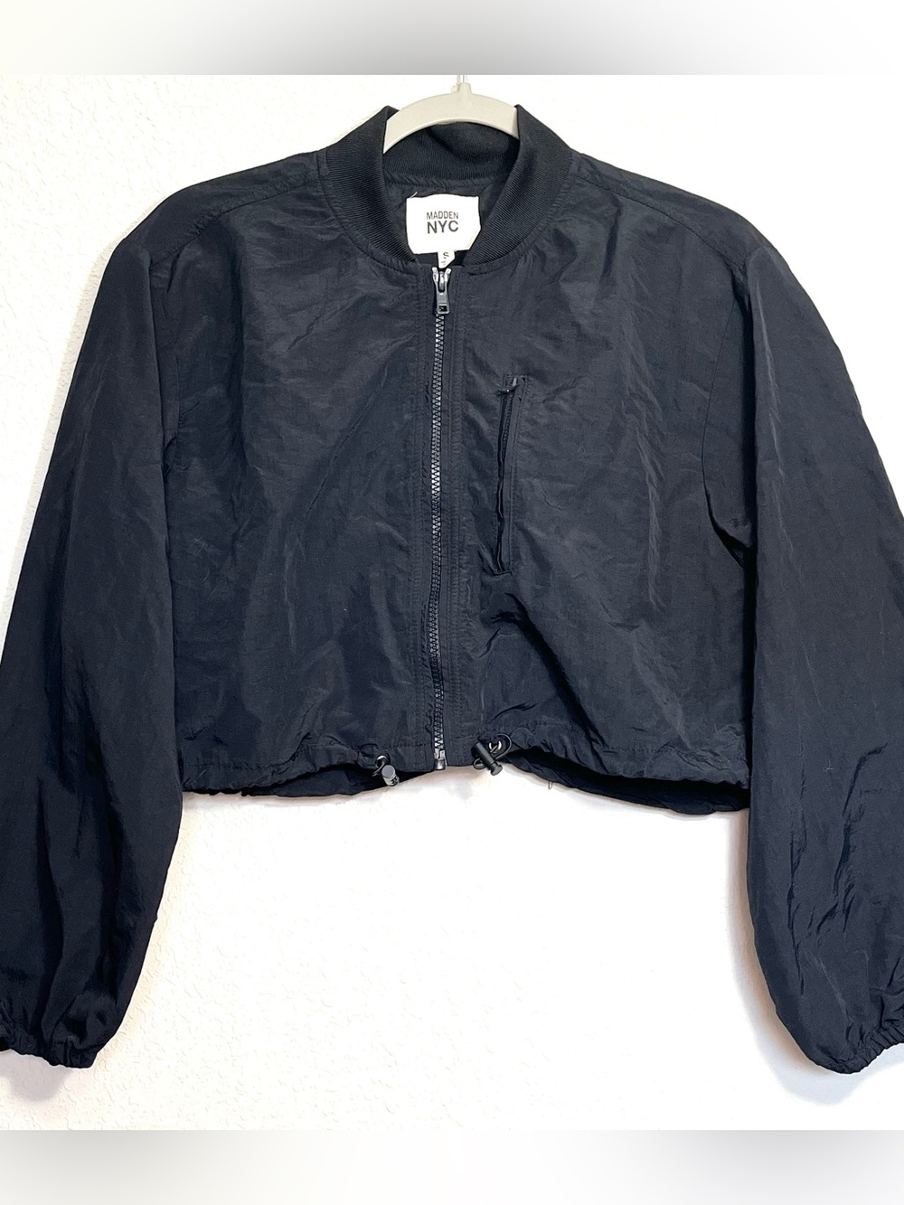Madden NYC Black Cropped Bomber Jacket Small Gorpcore Athleisure Streetwear